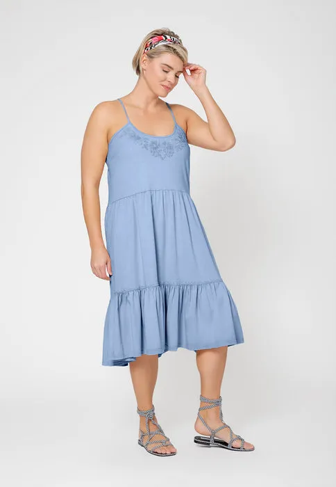 Leota Women's Esmeralda Sleeveless Tiered Dress Blue sold by Leota product image thumbnail 2