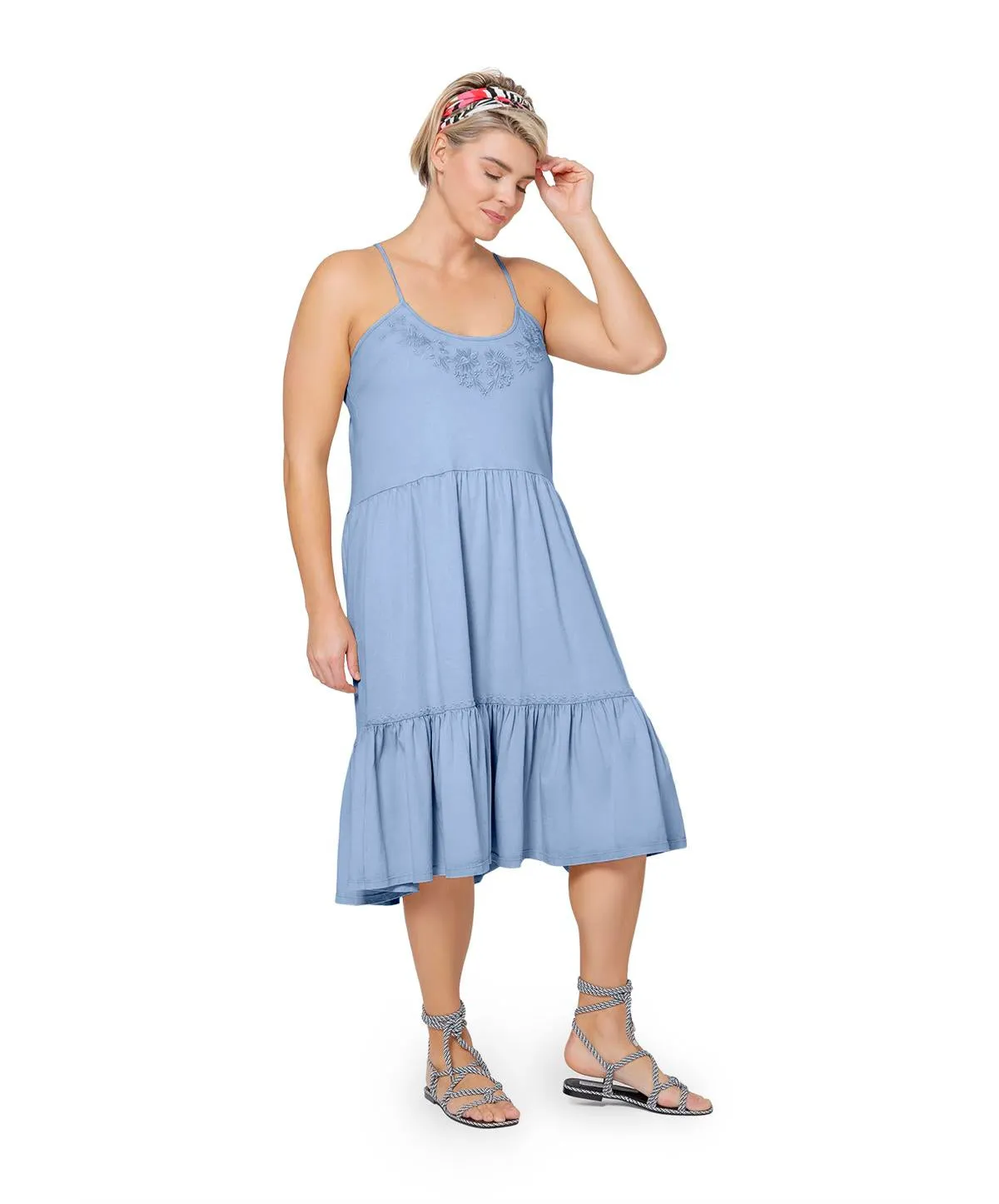 Leota Women's Esmeralda Sleeveless Tiered Dress Blue sold by Leota product image thumbnail 5