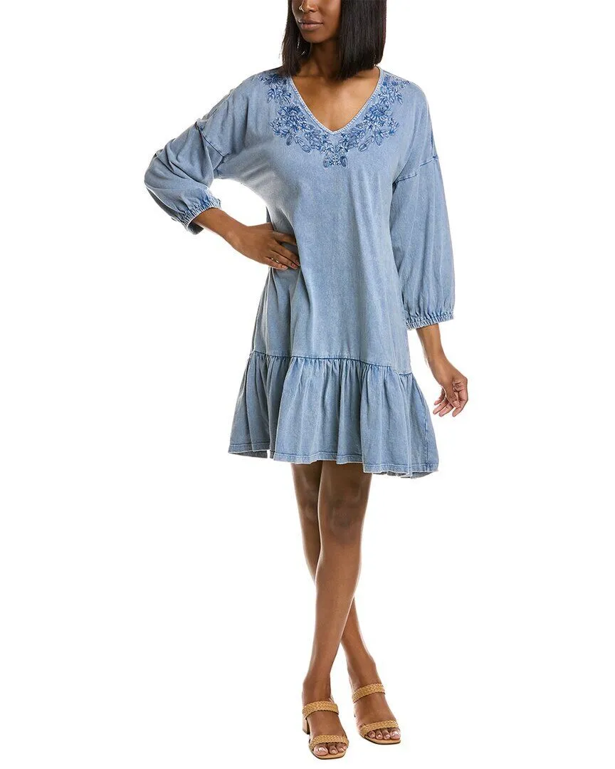 Leota Women's Embroidered Luna Dress in Chambray Lord & Taylor Blue sold by Leota product image thumbnail 4