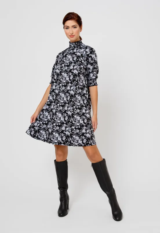 Leota Women's Raelyn Floral Mock Neck Dress Black sold by Leota