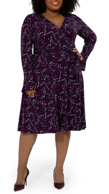 Leota Women's Rosalia Butterfly Long Sleeve Faux Wrap Dress Purple sold by Leota