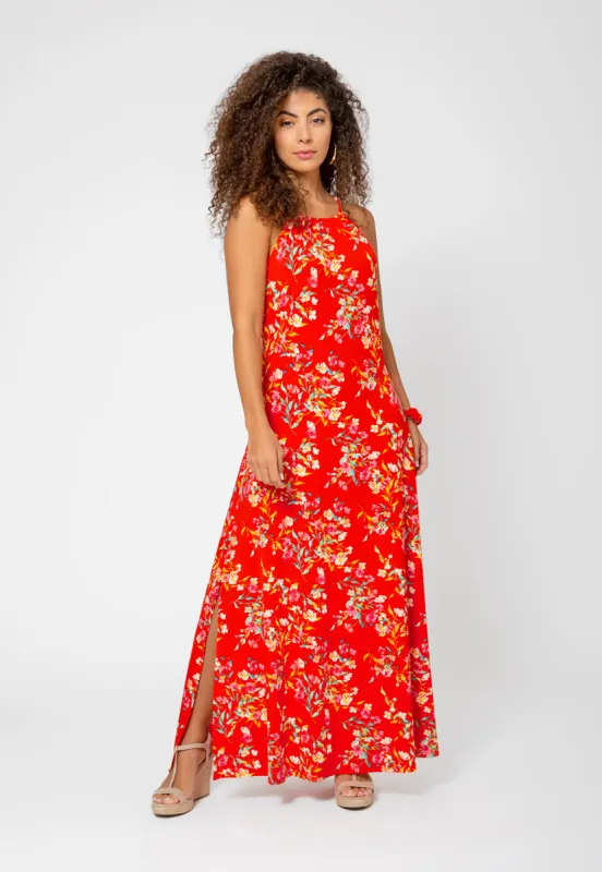 Leota Women's Cameron Maxi Dress in Watercolor Floral Grenadine Lord & Taylor Red sold by Leota