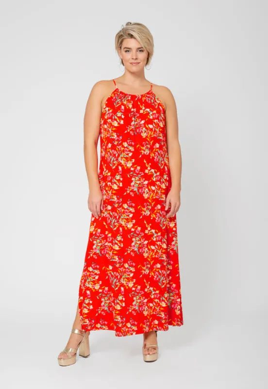 Leota Women's Cameron Maxi Dress in Watercolor Floral Grenadine Lord & Taylor Red Plus Size sold by Leota