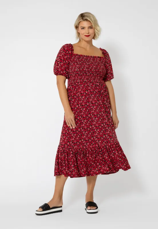 Leota Women's Kelly Ruffle Hem Dress Red sold by Leota