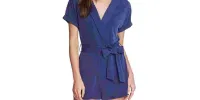 1.STATE Women's Belted Cuffed Sleeve Romper Blue sold by Leota