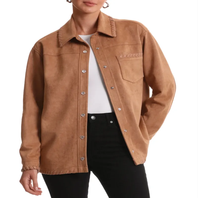 Bagatelle Faux Suede Shacket Camel sold by Leota