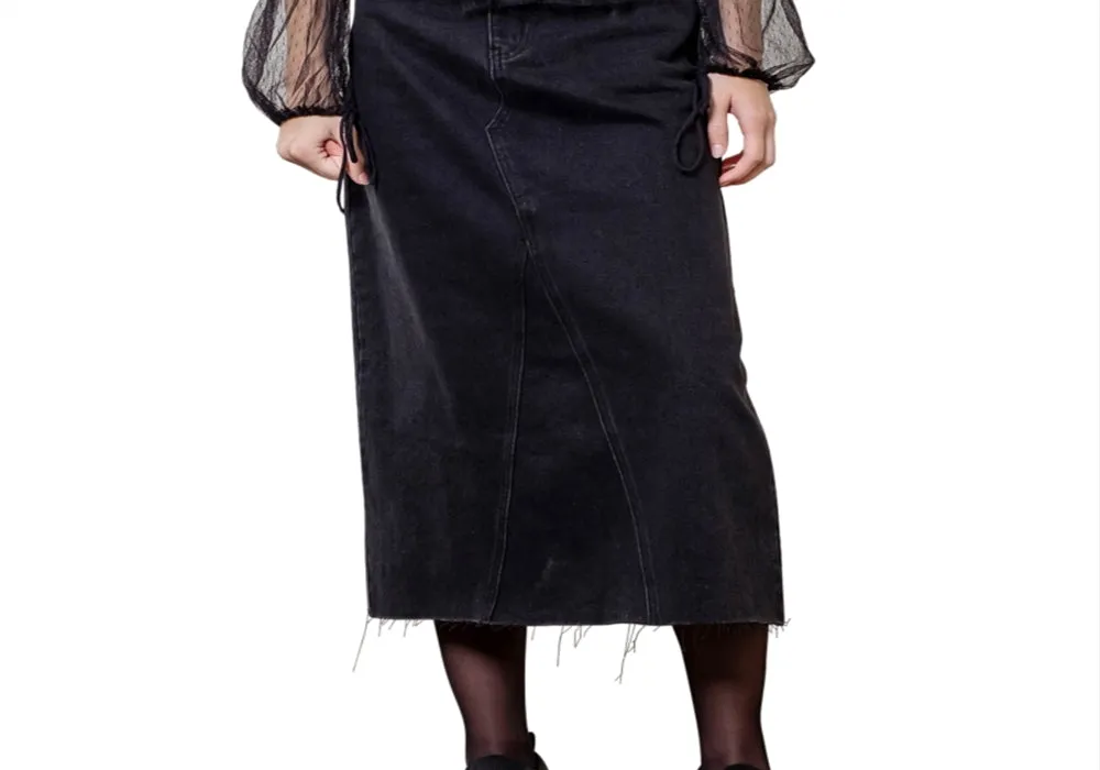 Moon River Cotton Studded Midi Skirt Black sold by Leota product image thumbnail 5