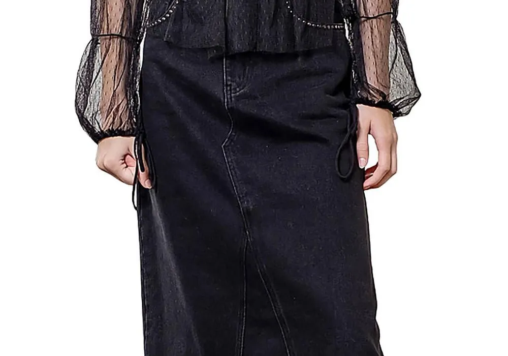 Moon River Cotton Studded Midi Skirt Black sold by Leota product image thumbnail 2