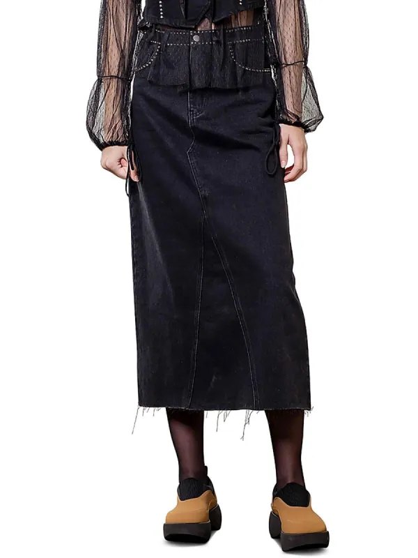 Moon River Cotton Studded Midi Skirt Black sold by Leota