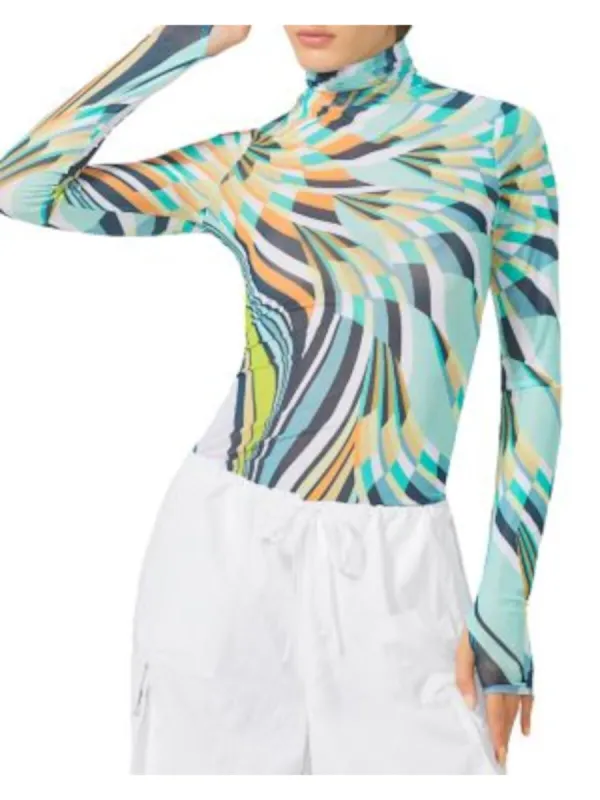 Afrm Zadie Mesh Turtleneck Top Multi-Color Size XS sold by Leota