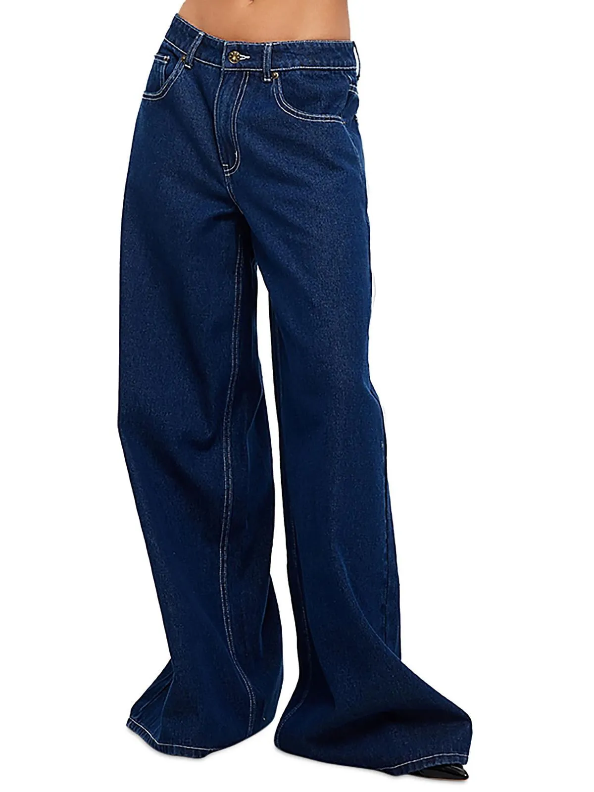 Lioness Idol Low Rise Wide Leg Jeans Blue Size XS sold by Leota