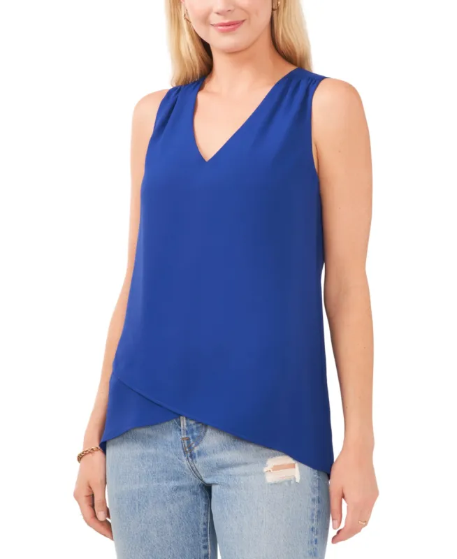Vince Camuto Women's V-Neck Overlap Sleeveless Top Multi Size S sold by Leota