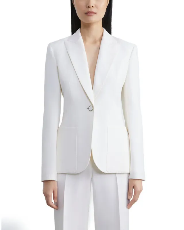 Lafayette 148 New York Peak Lapel Button Blazer White sold by Leota
