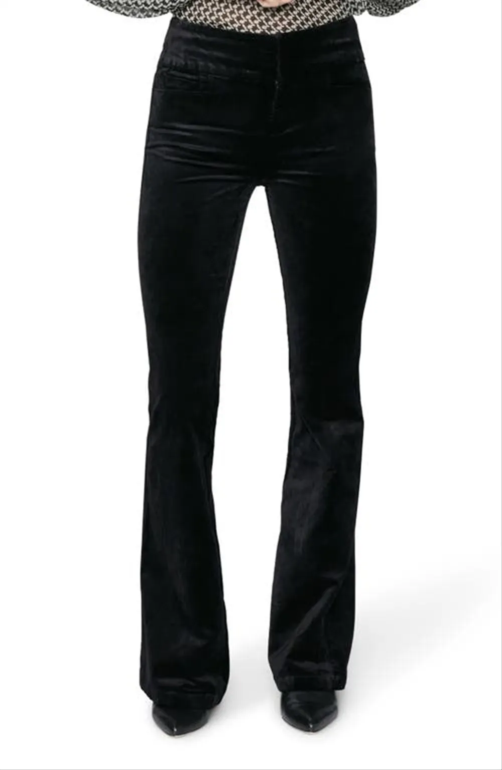 PAIGE Lou Lou Velvet High Waist Flare Pants Black Size 25 sold by Leota product image thumbnail 4