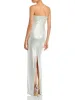 Black Halo Divina Strapless Column Gown Luxe Glow Gold Size 8 sold by Leota