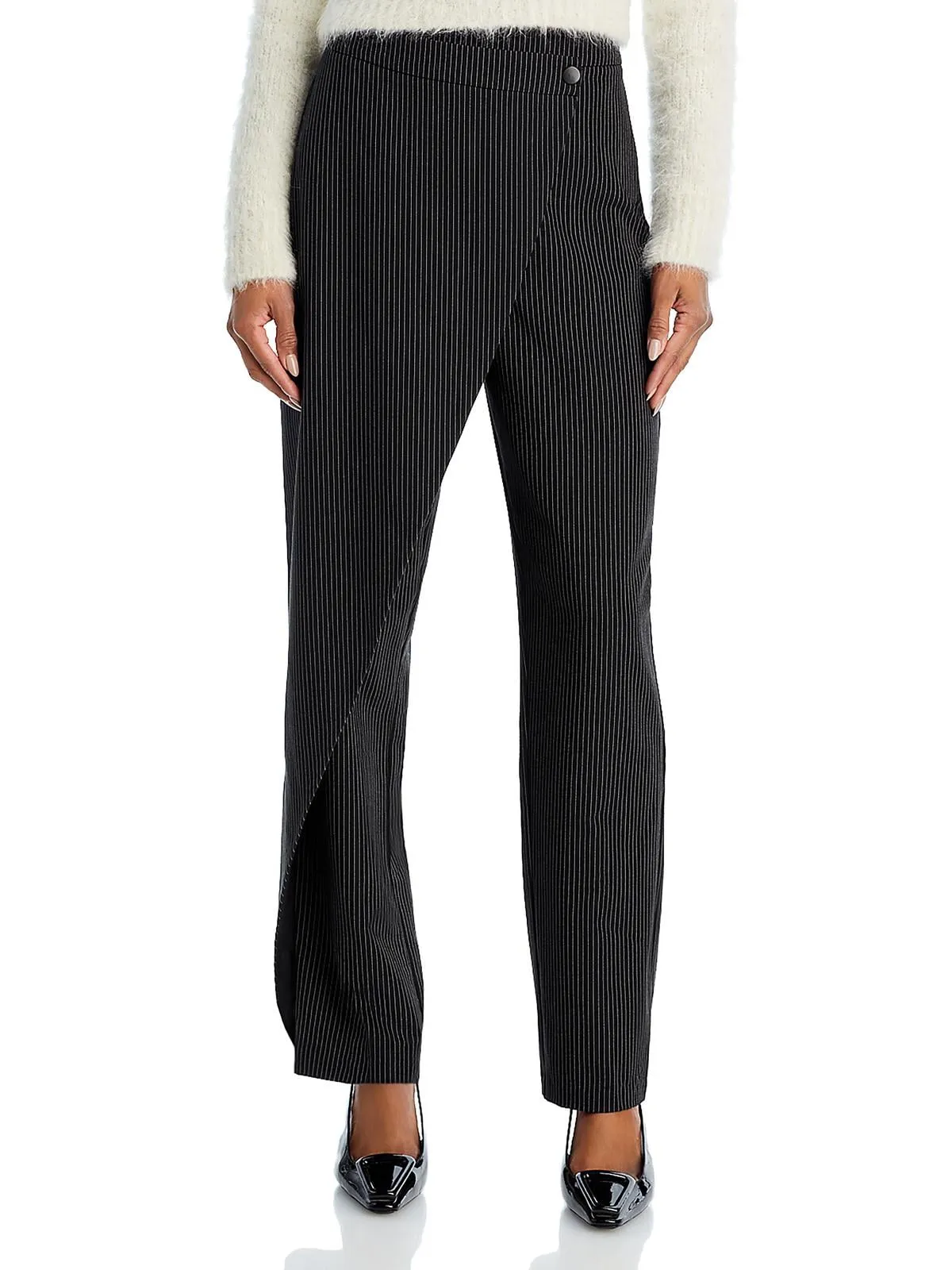 Lucy Paris Striped Asymmetrical Pants Charcoal sold by Leota