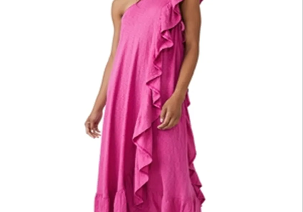 Free People Elisa Cotton Ruffled One Shoulder Dress Pink Size XS sold by Leota product image thumbnail 2
