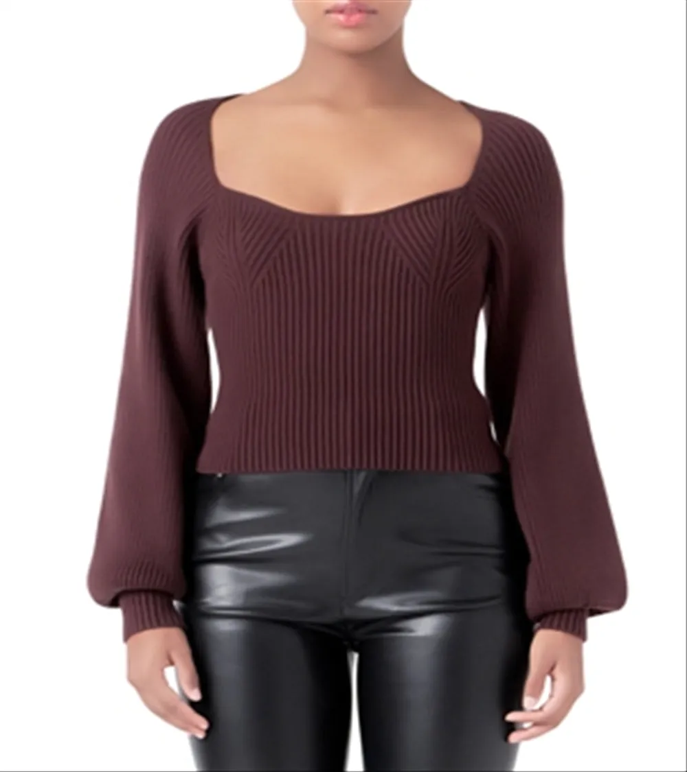 Endless Rose Knitted Balloon Sleeve Top sold by Leota
