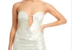 Bardot Jinxa Sequined Cutout Mini Dress Gray sold by Leota