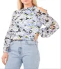 Vince Camuto Cold Shoulder Long Sleeve Top Green Size Small sold by Leota
