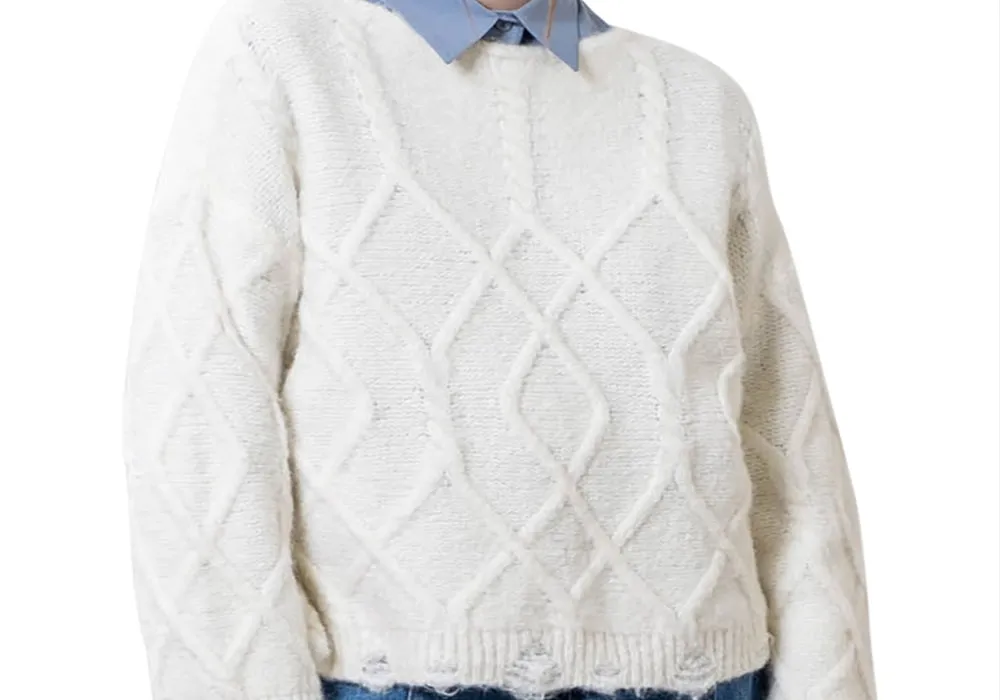 Moon River Destroyed Cable Sweater Size XS sold by Leota product image thumbnail 5
