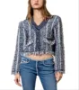 Moon River Textured Knit Cropped Cardigan Blue Size L sold by Leota