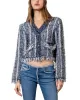 Moon River Textured Knit Cropped Cardigan Blue Size L sold by Leota