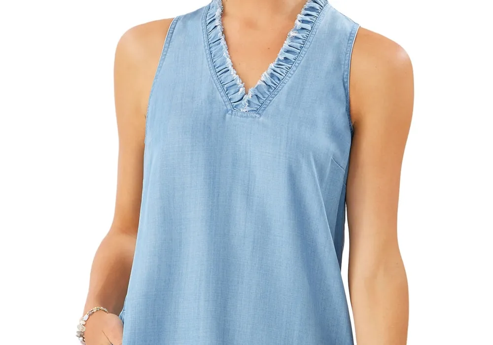 Tommy Bahama Womens Tencel Sleeveless Shift Dress Blue Size M sold by Leota product image thumbnail 5