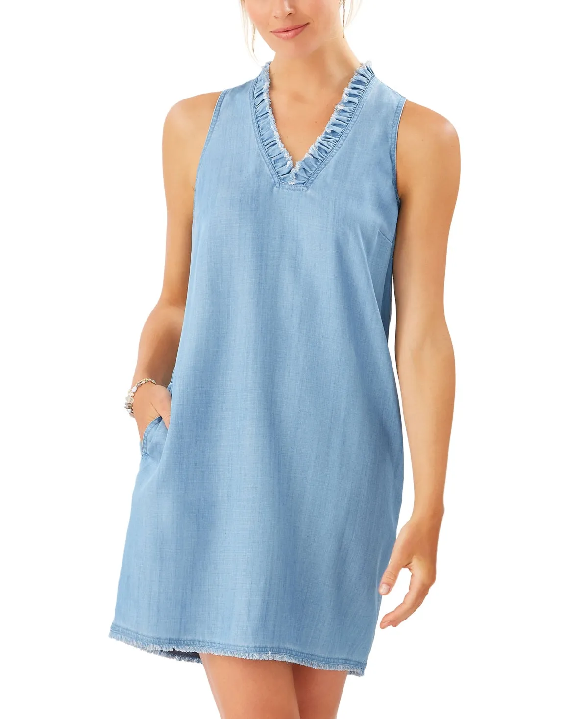 Tommy Bahama Womens Tencel Sleeveless Shift Dress Blue Size M sold by Leota product image thumbnail 4