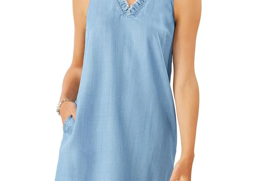 Tommy Bahama Womens Tencel Sleeveless Shift Dress Blue Size M sold by Leota product image thumbnail 3