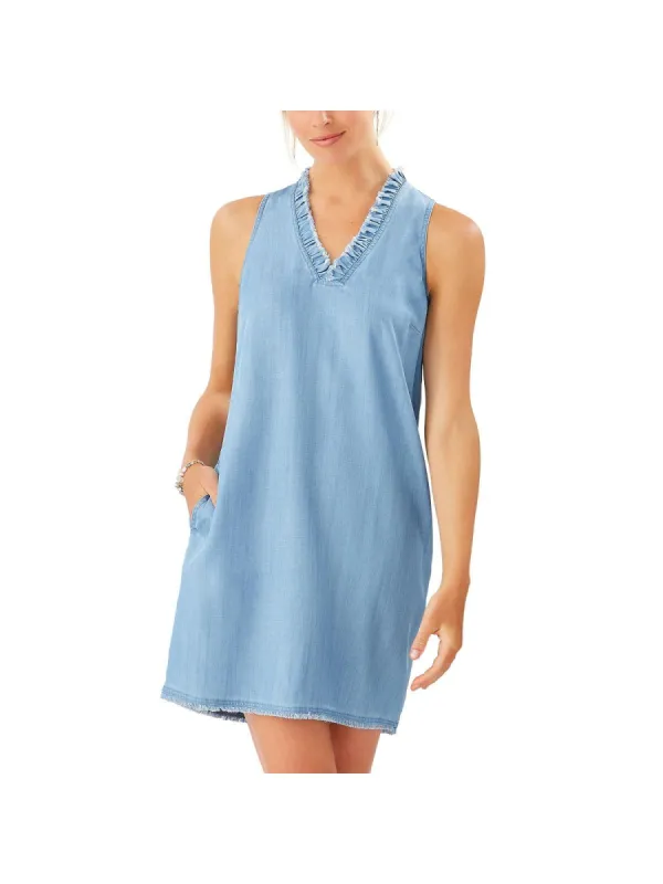 Tommy Bahama Womens Tencel Sleeveless Shift Dress Blue Size M sold by Leota