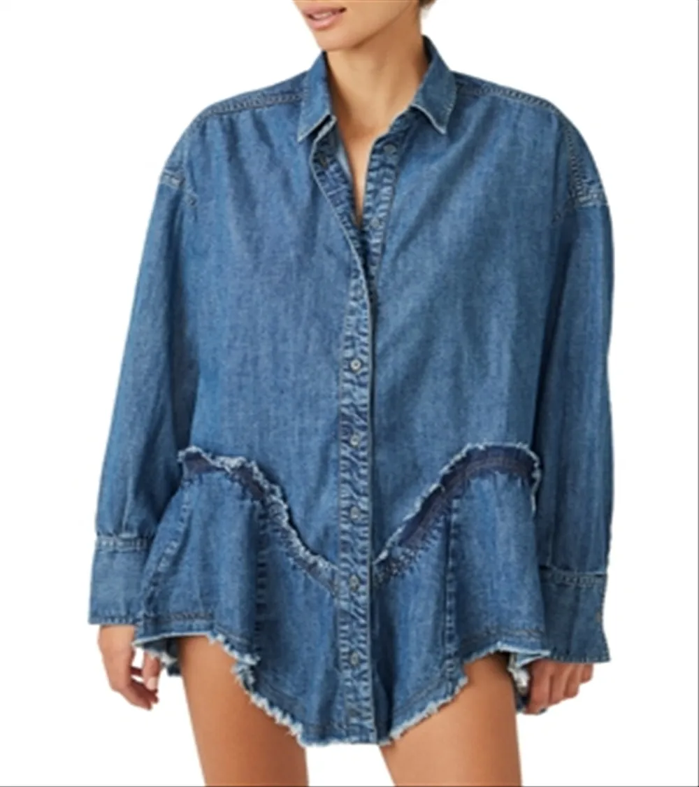 Free People Freya Denim Shirt Blue Size S sold by Leota product image thumbnail 4