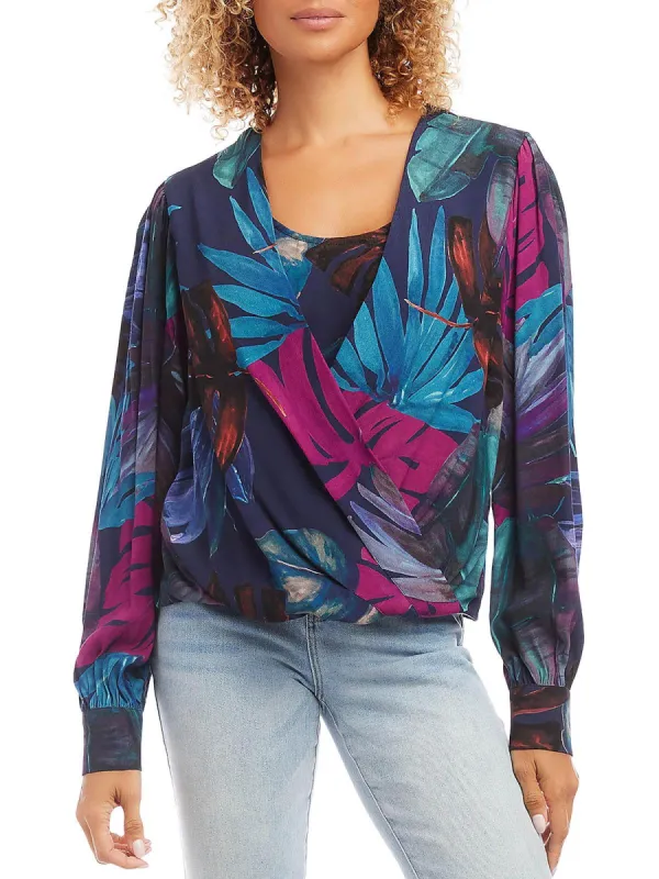 Karen Kane Printed Drape Front Top Multi sold by Leota