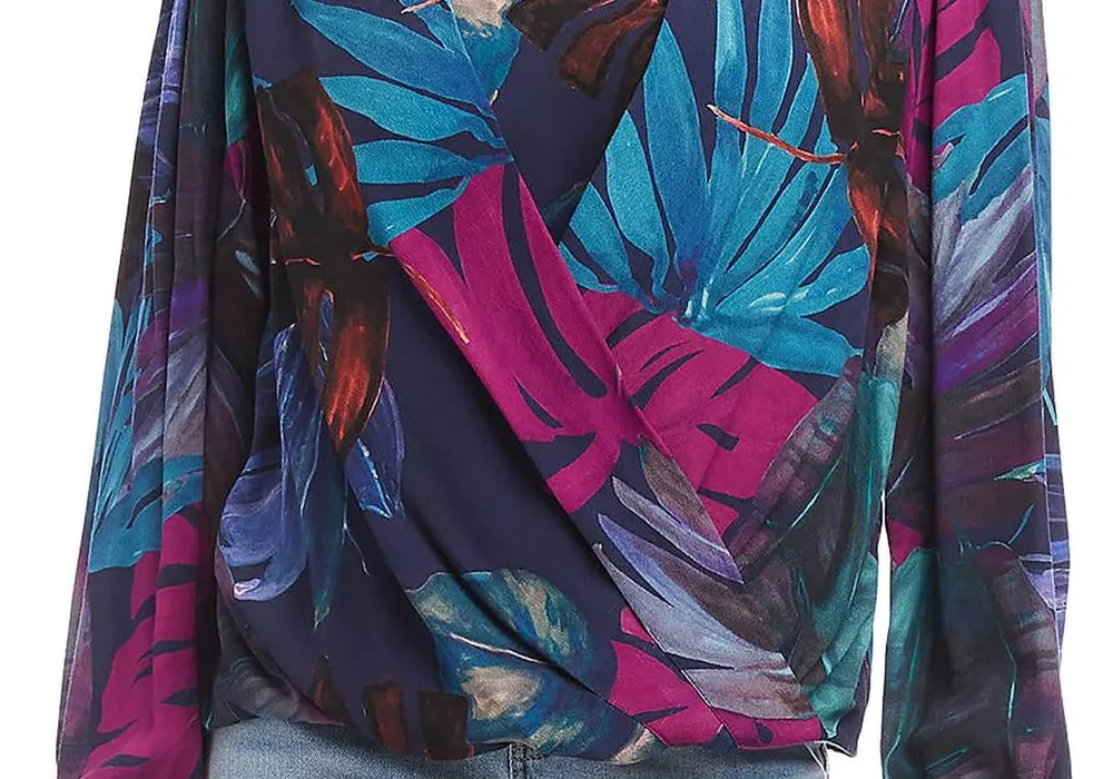 Karen Kane Printed Drape Front Top Multi sold by Leota product image thumbnail 3