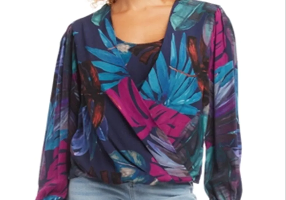 Karen Kane Printed Drape Front Top Multi sold by Leota product image thumbnail 5