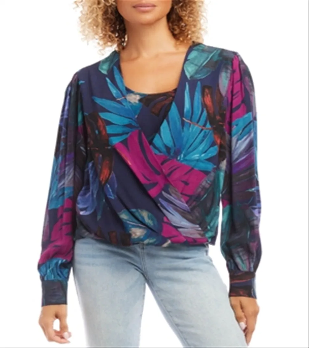 Karen Kane Printed Drape Front Top Multi sold by Leota product image thumbnail 4