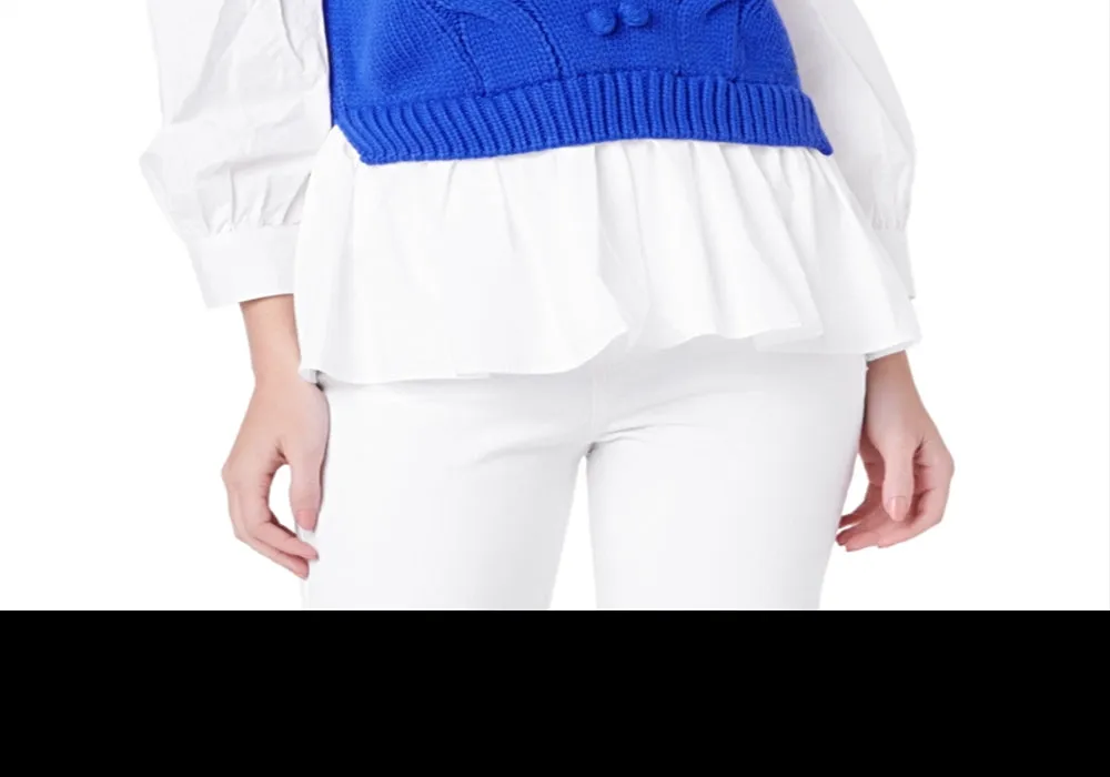 English Factory Cobalt Blue Cable Knit Vest Top Cobalt Blue sold by Leota product image thumbnail 3