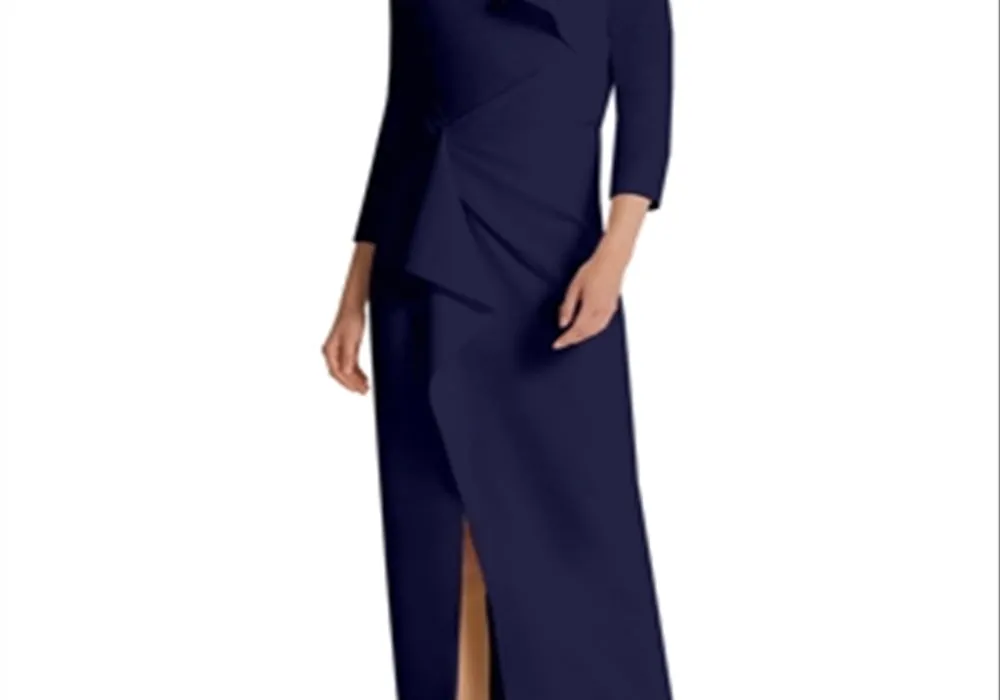 Safiyaa Avery Draped Crepe Midi Dress Navy Size 4 sold by Leota product image thumbnail 2