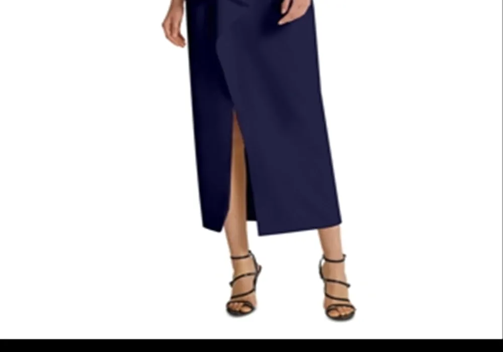 Safiyaa Avery Draped Crepe Midi Dress Navy Size 4 sold by Leota product image thumbnail 3