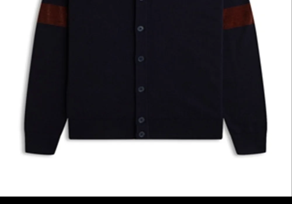 Fred Perry Merino Wool & Cotton Textured Tipping Regular Fit V Neck Cardigan Navy Size S sold by Leota product image thumbnail 3