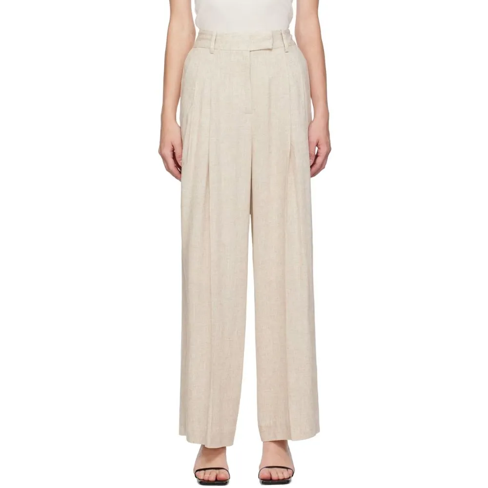 By Malene Birger Cymbaria Pleated Wide Leg Pants Beige sold by Leota