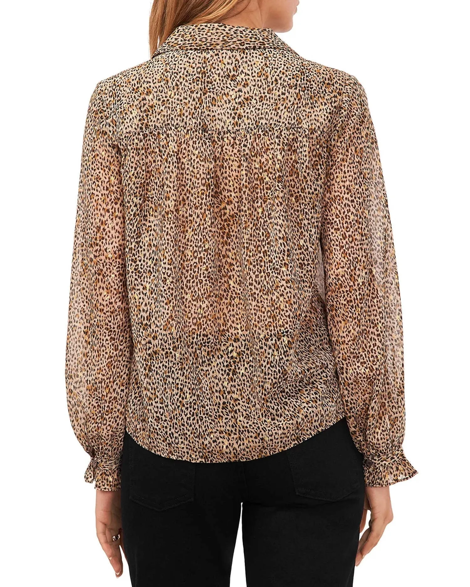 Vince Camuto Women's Printed Button-Front Long-Sleeve Blouse Brown Size XS sold by Leota product image thumbnail 2