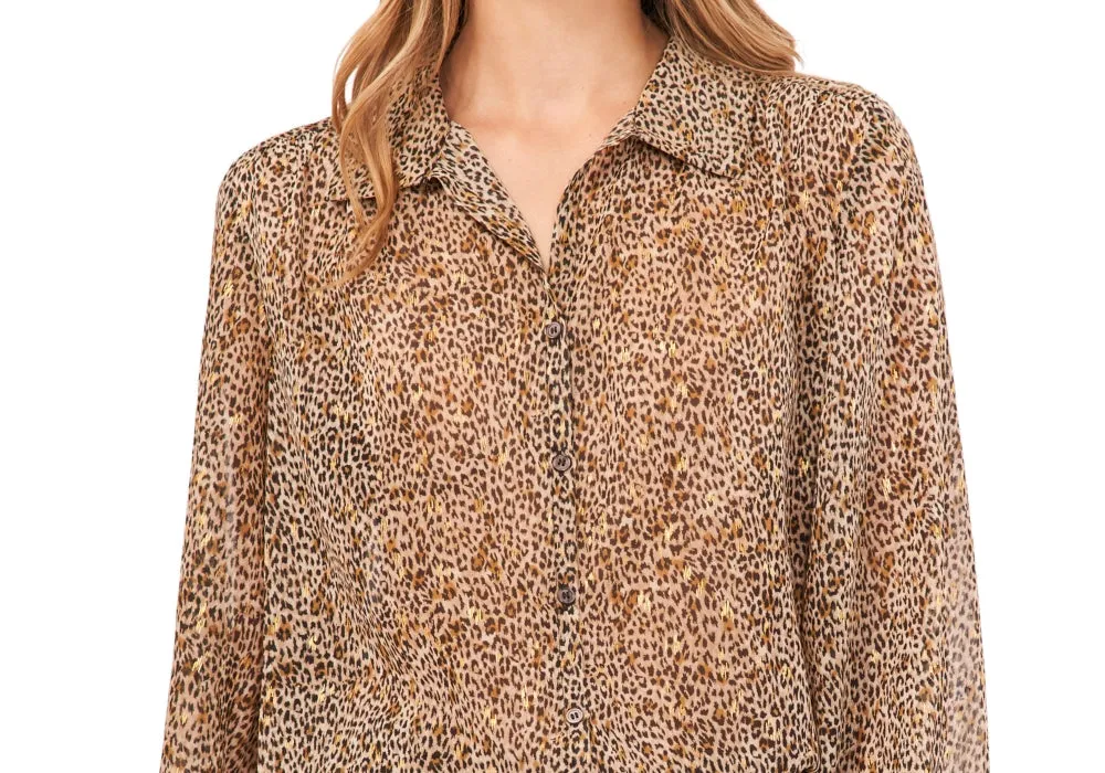Vince Camuto Women's Printed Button-Front Long-Sleeve Blouse Brown Size XS sold by Leota product image thumbnail 5
