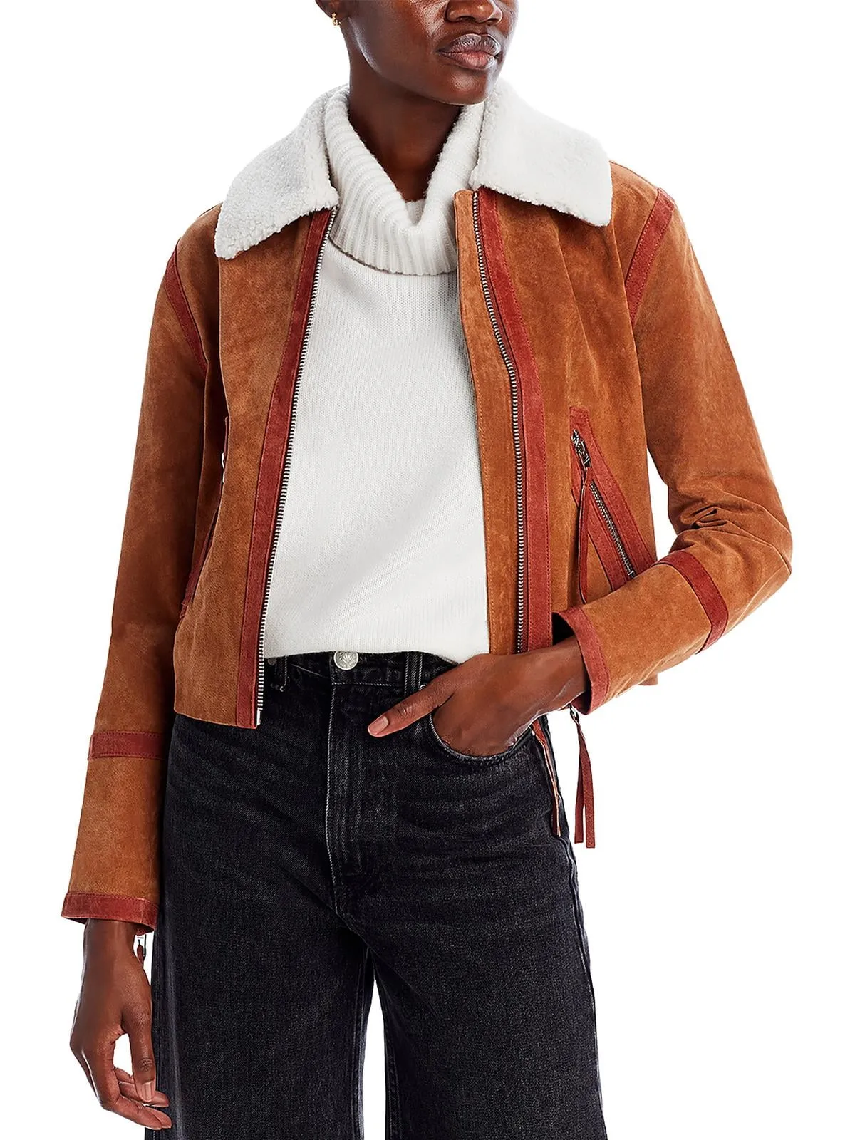 Blanknyc Faux Fur Collar Leather Jacket Brown sold by Leota