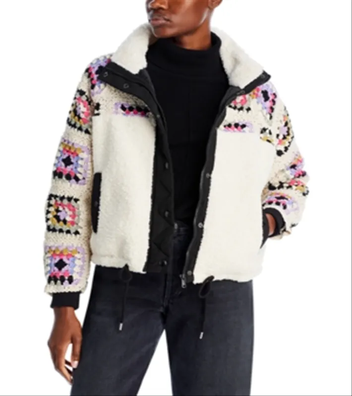 Blanknyc Mixed Media Boxy Jacket Beige Size M sold by Leota