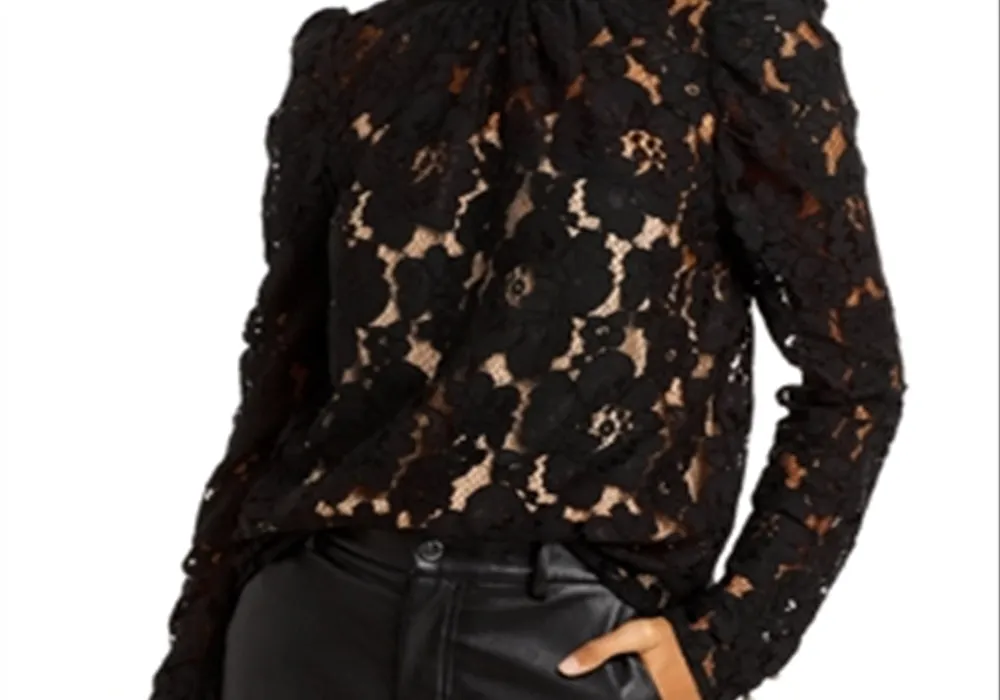 Wayf Erika Puff-Sleeve Lace Top Black Size XS sold by Leota product image thumbnail 5
