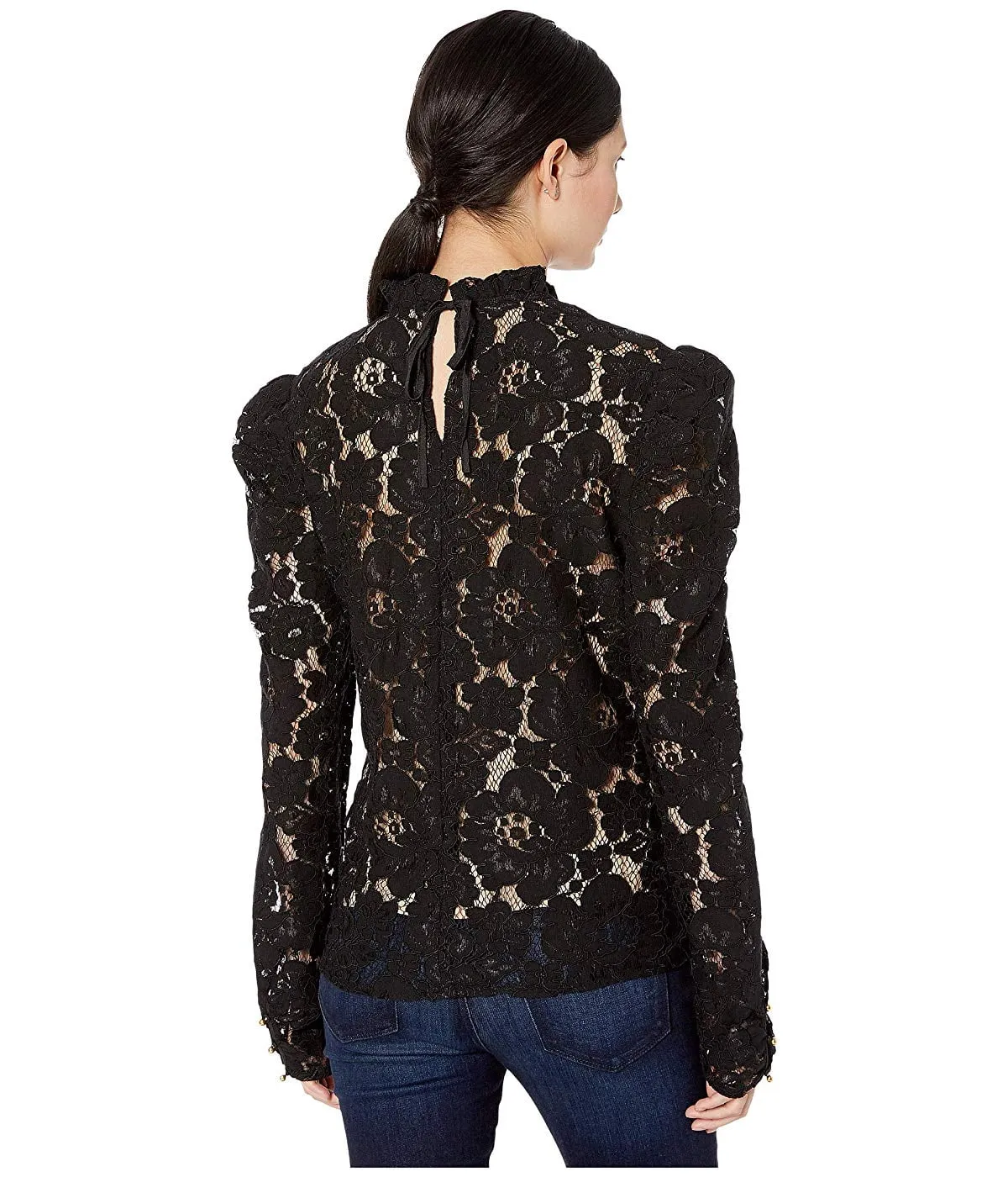 Wayf Erika Puff-Sleeve Lace Top Black Size XS sold by Leota product image thumbnail 2