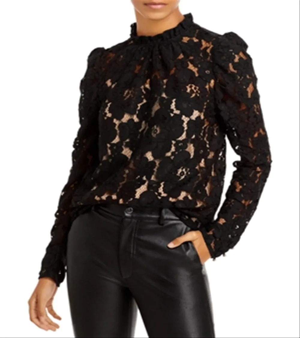 Wayf Erika Puff-Sleeve Lace Top Black Size XS sold by Leota product image thumbnail 4