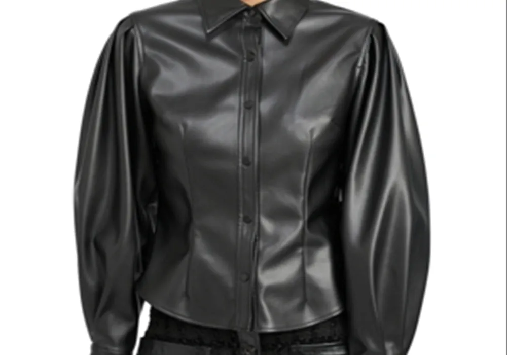 En Saison Faux Leather Button Front Shirt sold by Leota product image thumbnail 2