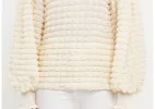Women's Textured Smock Neck Blouse Natural Size S sold by Leota